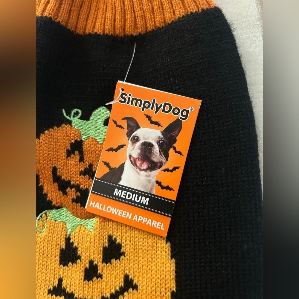 NWT Halloween Simplydog Black Orange Small Pet Costume with Pumpkin Design - Picture 2 of 12